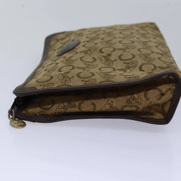 CELINE C Macadam Canvas Clutch Bag Beige Auth - Picture 11 of 16